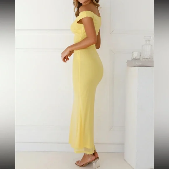 Hello Molly Perfect Vibe Off Shoulder Mesh Maxi Dress - Picture 2 of 5